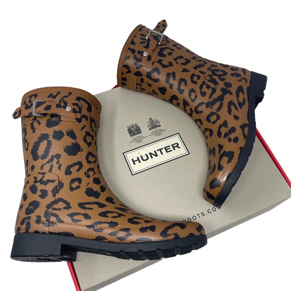 Hunter Shoes - NEW Hunter Original Leopard Print Refined Short Rain Boot Size 10